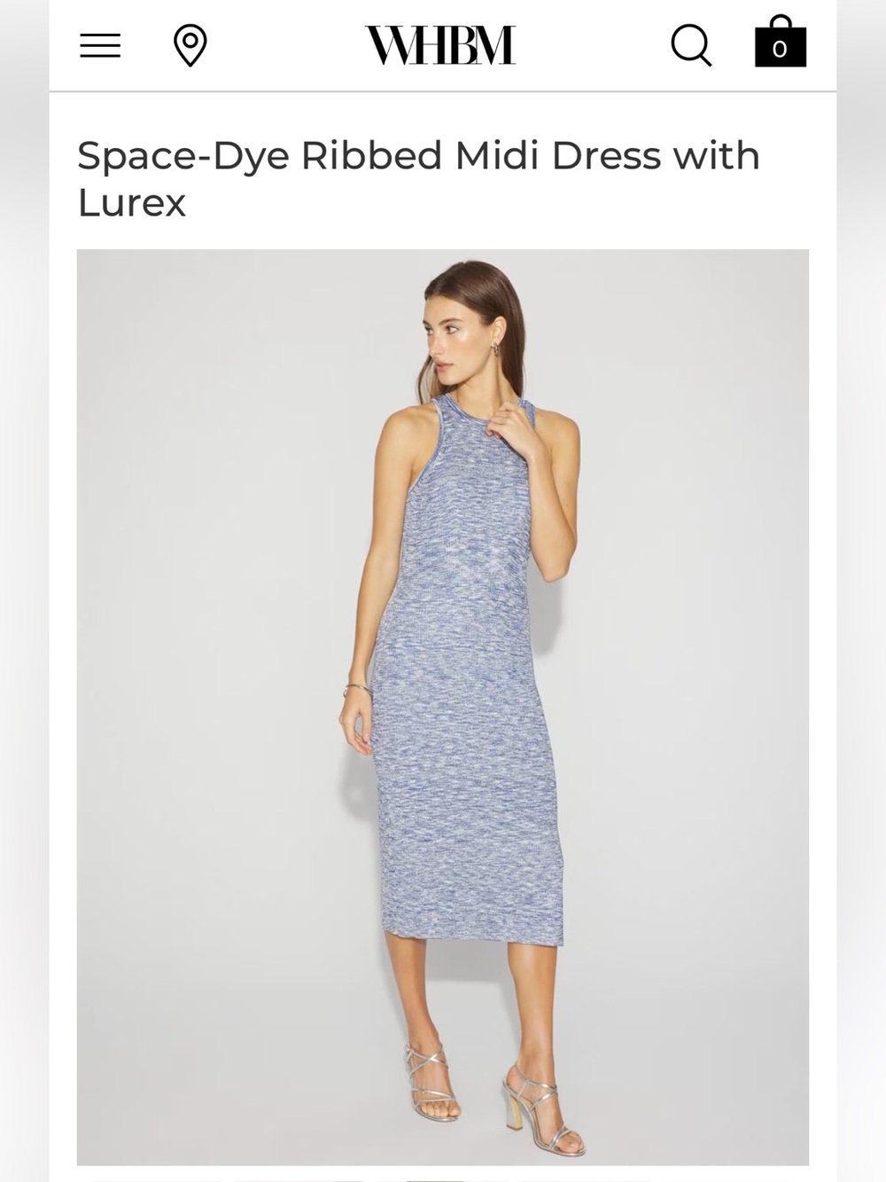 White House Black Market Blue Space-Dye Ribbed Midi Dress with Lurex- worn once.